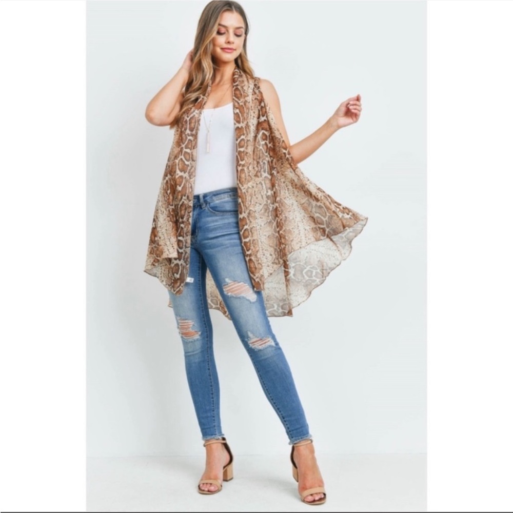 NWT STYLINE Snakeskin print light Kimono VEST